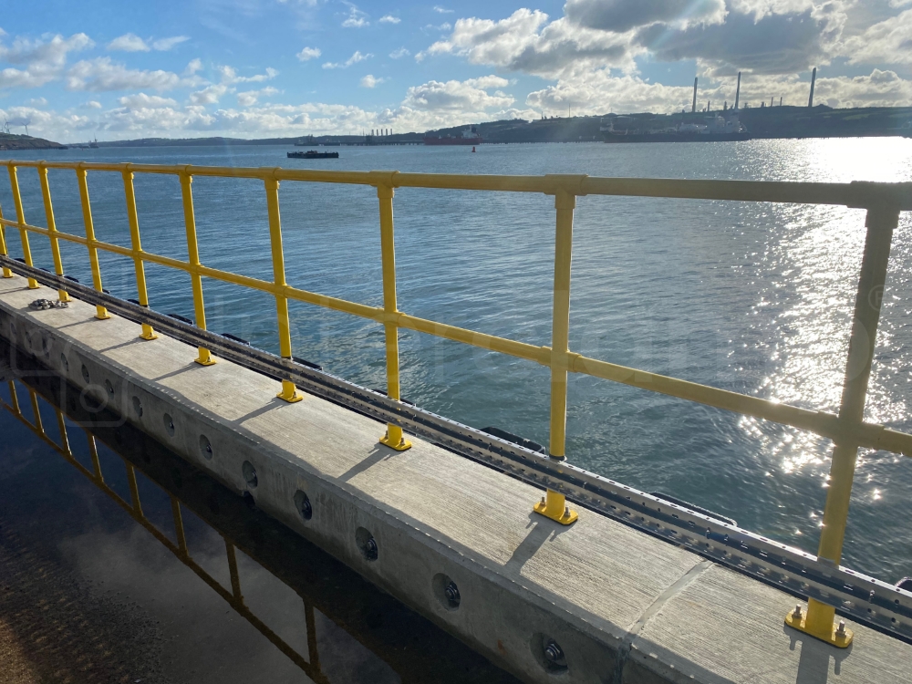 Interclamp tube clamp fittings used to construct a guardrail on a jetty